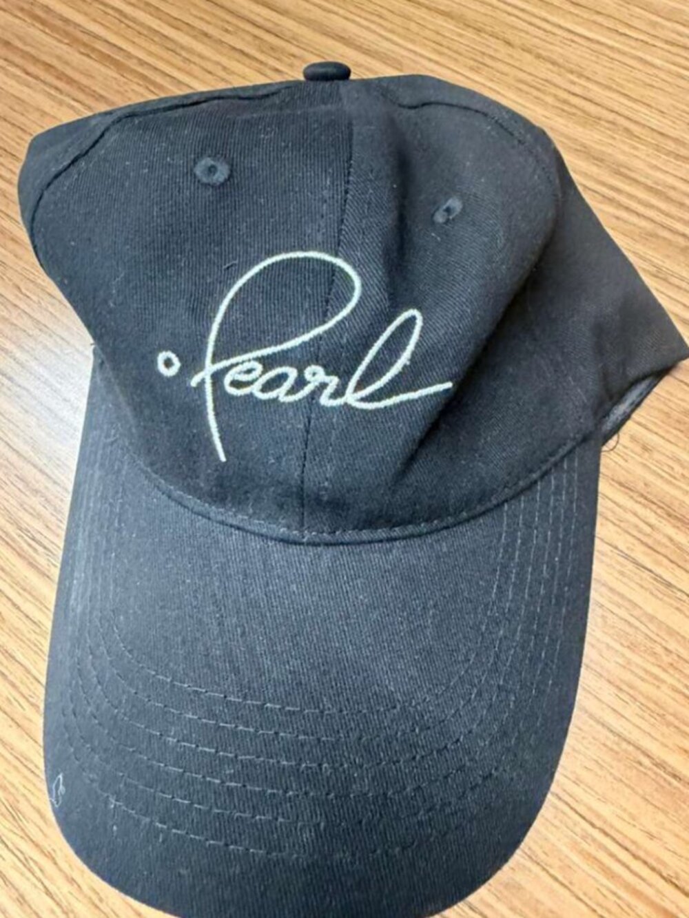 Black Embroidered "Pearl" Script Baseball Cap